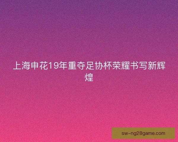 上海申花19年重夺足协杯荣耀书写新辉煌